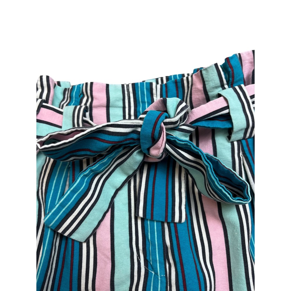 Marie Oliver Womens Blue Pink Striped Paperbag Waist Shorts 2 Resortwear Coastal - Picture 4 of 8